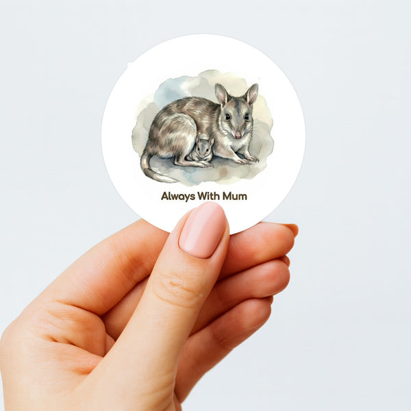 Always With Mum Sticker – Eastern Barred Bandicoot Mother & Joey Tasmanian Wildlife Sticker