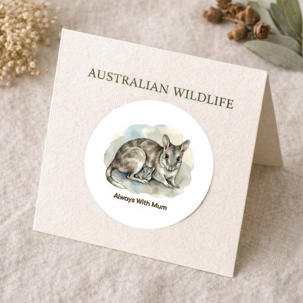 Always With Mum Sticker – Eastern Barred Bandicoot Mother & Joey Tasmanian Wildlife Sticker