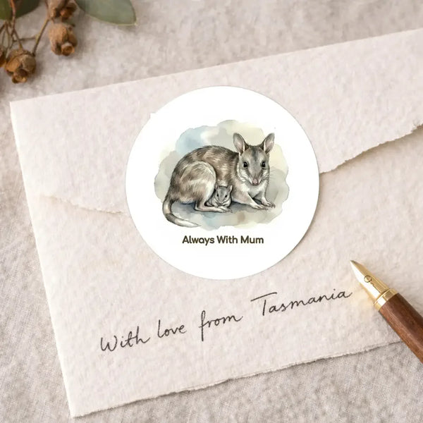 Always With Mum Sticker – Eastern Barred Bandicoot Mother & Joey Tasmanian Wildlife Sticker - Sticksy Prints Australia