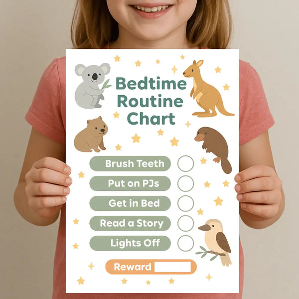Australian Animal Bedtime Routine Chart for Kids – Printable (A4)