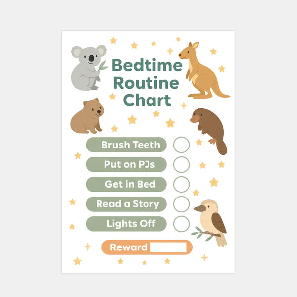 Australian Animal Bedtime Routine Chart for Kids – Printable (A4)