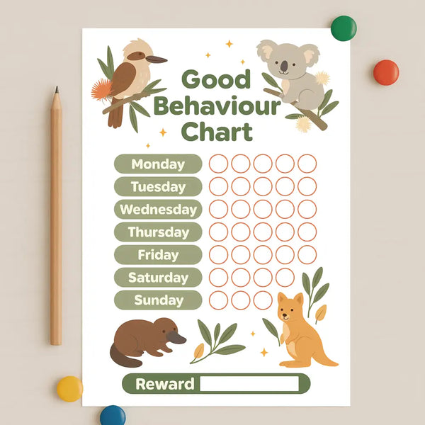 Australian Animal Good Behaviour Chart for Kids – Printable (A4)