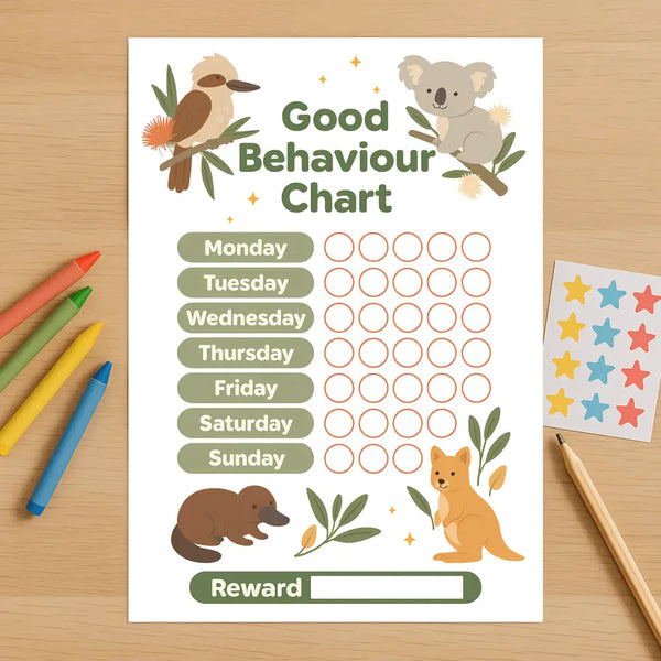 Australian Animal Good Behaviour Chart for Kids – Printable (A4)