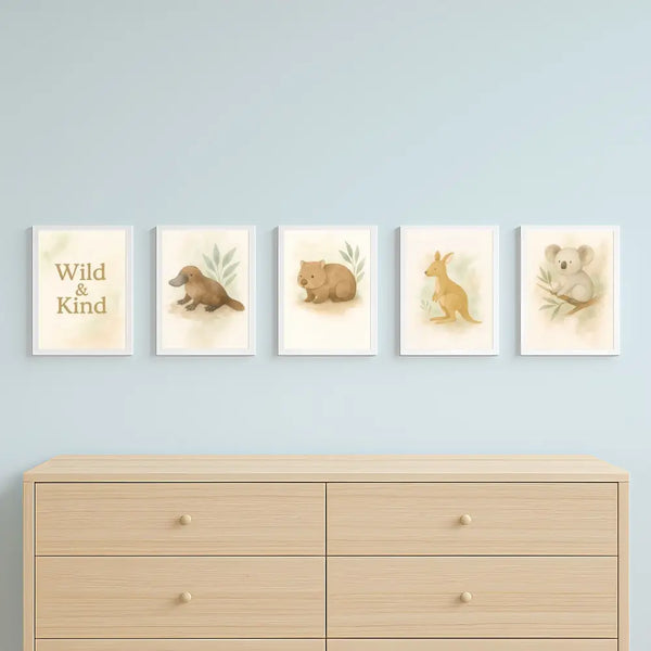 Australian Animal Wall Art Set – “Wild & Kind” (Instant Download A4–A2 + 12x18 + 16x20)