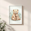 Baby Bear & Cub Nursery Print – Woodland Animal Wall Art Neutral Baby Room Decor Printable Nursery Poster Calm