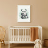 Baby Panda & Cub Nursery Print – Woodland Animal Wall Art Neutral Baby Room Decor Watercolour Panda Artwork Printable