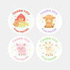 Barnyard Farm Animal Thank You Stickers – Barn & Chicks, Highland Cow, Pig & Goat | Personalised Party Favour Labels - Sticksy Prints Australia