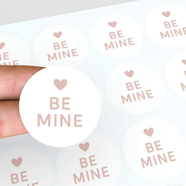 Be Mine Valentine’s Day Stickers – Minimal Romantic Heart Gift Seals - Sticksy Prints Australia