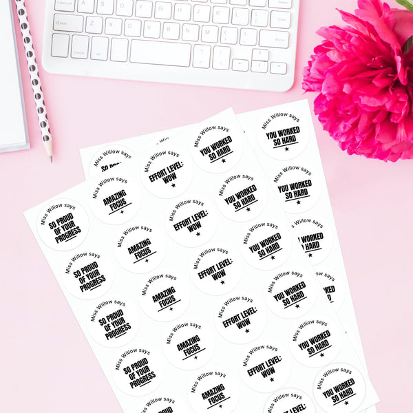Bold Minimalist Teen Effort Stickers – Personalised Teacher Progress & Motivation Stickers