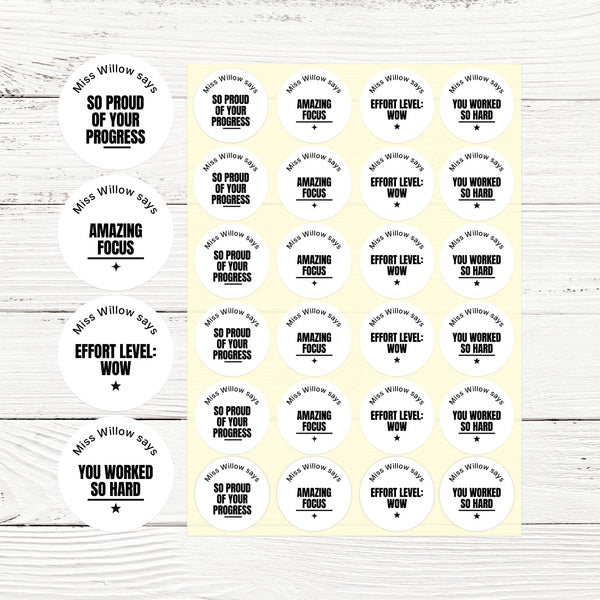 Bold Minimalist Teen Effort Stickers – Personalised Teacher Progress & Motivation Stickers