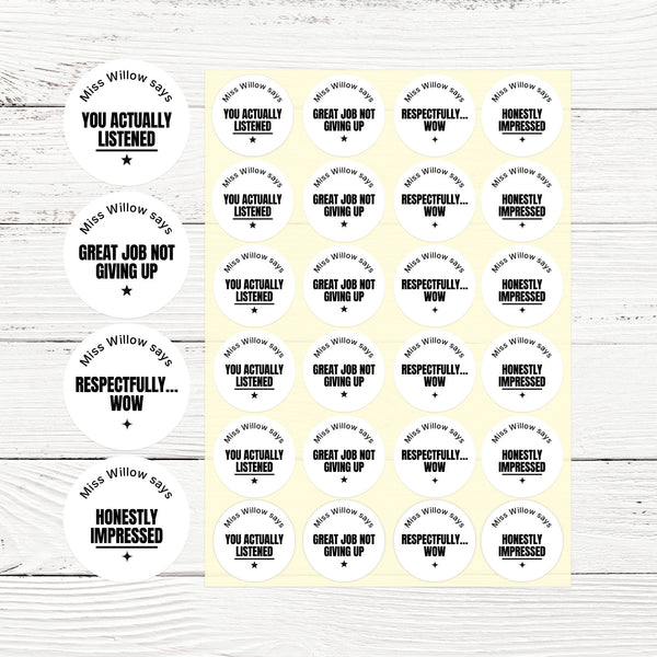 Bold Sarcastic Teen Behaviour Stickers – Personalised Minimalist Teacher Reward Stickers