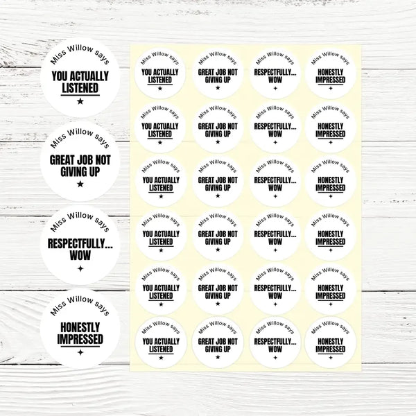 Bold Sarcastic Teen Behaviour Stickers – Personalised Minimalist Teacher Reward Stickers - Sticksy Prints Australia