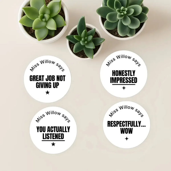Bold Sarcastic Teen Behaviour Stickers – Personalised Minimalist Teacher Reward Stickers - Sticksy Prints Australia