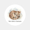 Born Wild in Tasmania Quoll Sticker – Tasmanian Wildlife Mother & Baby Round Sticker