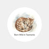 Born Wild in Tasmania Quoll Sticker – Tasmanian Wildlife Mother & Baby Round Sticker - Sticksy Prints Australia