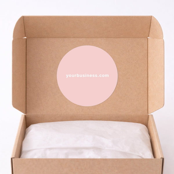 Business Website URL Stickers | Round Packaging Labels for Small Businesses Pink
