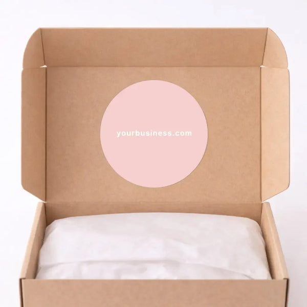 Business Website URL Stickers | Round Packaging Labels for Small Businesses Pink - Sticksy Prints Australia