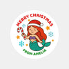 Christmas Mermaid Stickers – Custom Name Labels - Sticksy Prints Australia