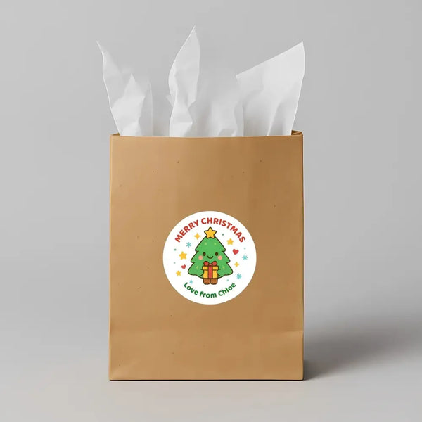 Christmas Tree Gift Stickers – Personalised Name Label - Sticksy Prints Australia