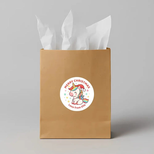 Christmas Unicorn Personalised Gift Stickers for Kids - Sticksy Prints Australia