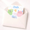 Cute Monster Birthday Invitations | Personalised Kids Party Invites - Sticksy Prints Australia