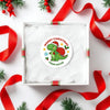 Dinosaur Personalised Christmas Stickers – Cute Santa Dino Label - Sticksy Prints Australia