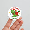 Dinosaur Personalised Christmas Stickers – Cute Santa Dino Label - Sticksy Prints Australia