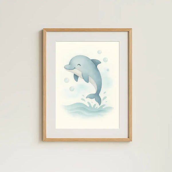 Dolphin Nursery Wall Art Print | Ocean Animal Watercolour | Digital Download