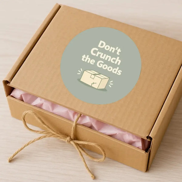 Don’t Crunch the Goods Stickers | Sage Do Not Crush Parcel Labels for Small Businesses - Sticksy Prints Australia