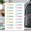 Editable Kids Name Labels Large 80×25mm Pastel Rainbow Stickers Instant Canva Template 36 Labels