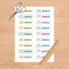Editable Kids Name Labels Large 80×25mm Pastel Rainbow Stickers Instant Canva Template 36 Labels - Sticksy Prints Australia