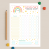 Editable Kids Reward Chart – Pastel Rainbow | Canva Template (A4 + US Letter)