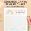 Editable Kids Reward Chart – Pastel Rainbow | Canva Template (A4 + US Letter) - Sticksy Prints Australia