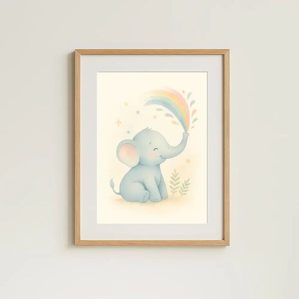 Elephant Nursery Wall Art Print – Safari Animal Watercolour (Digital Download)