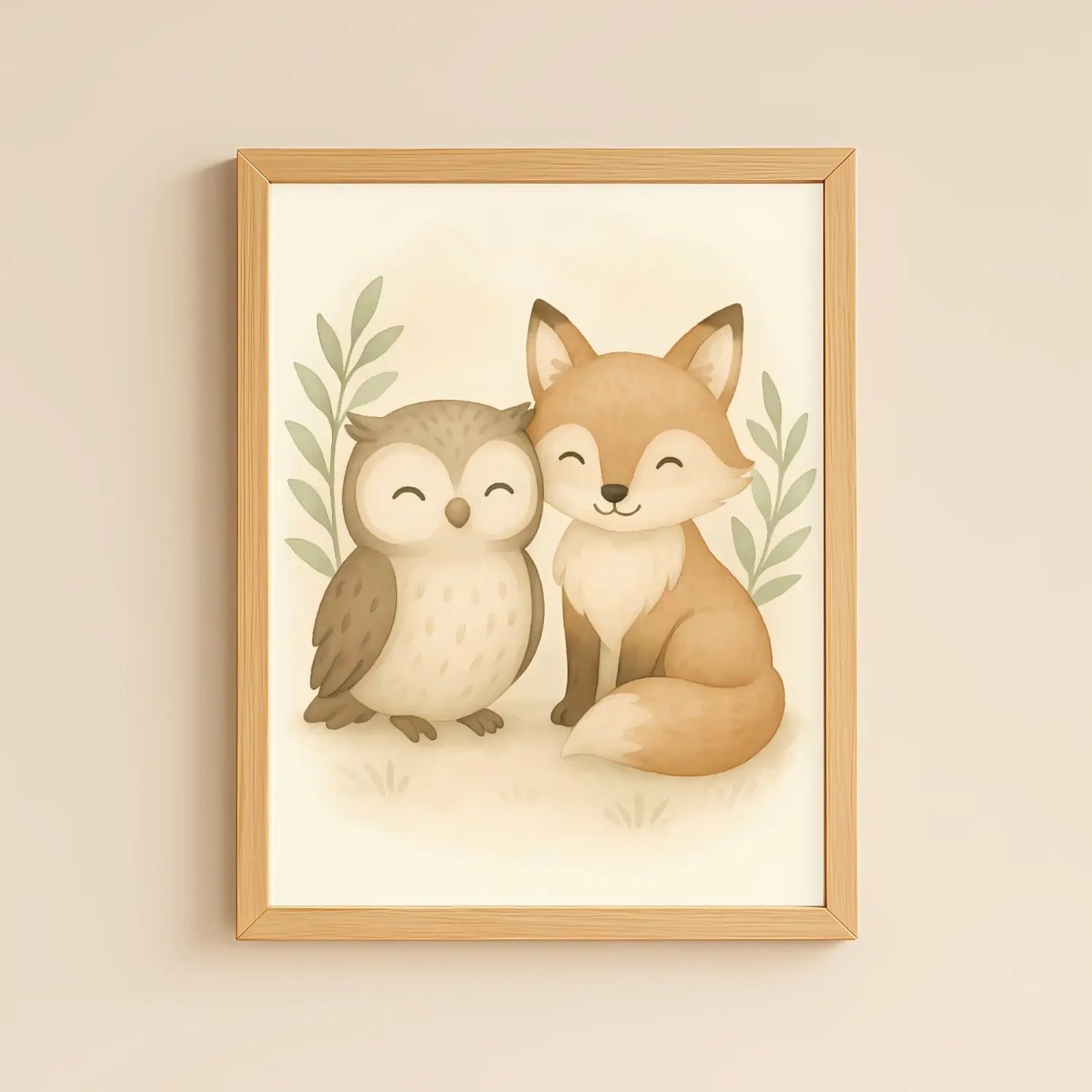 Fox and Owl Nursery Wall Art Print