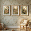Woodland Nursery Wall Art Set of 3 - Sleeping Fox, Bear & Fawn Watercolor Prints - Forest Theme Decor