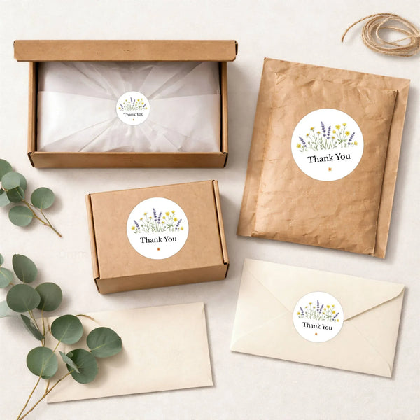 Thank You Stickers | Colourful Wildflower Packaging Labels | Small Business Stickers Australia - Sticksy Prints Australia