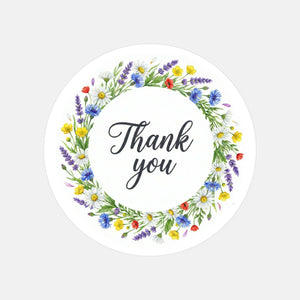 Thank You Stickers | Colourful Floral Wreath Packaging Labels | Small Business Stickers Australia