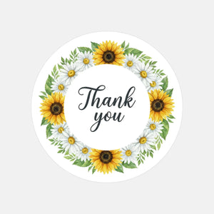 Thank You Sunflower Daisy Wreath Stickers Packaging Labels | Small Business Australia