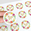 Thank You Stickers | Watercolour Floral Wreath Packaging Labels Gift Wrapping - Sticksy Prints Australia