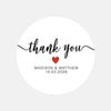 Personalised Thank You Wedding Stickers – Classic Script with Red Heart