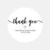 Personalised Thank You Wedding Stickers – Modern Script with Sage Green Heart