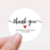 Personalised Thank You Wedding Stickers – Classic Script with Red Heart