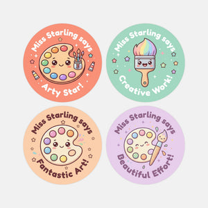 Personalised Art Reward Stickers for Teachers | Creative Classroom Praise Labels