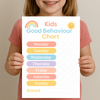 Pastel Rainbow Kids Reward Chart – Good Behaviour Printable (A4)