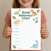 Dinosaur Kids Reward Chart Printable (Good Behaviour Chart – A4, Instant Download)