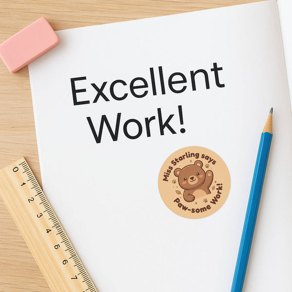 Personalised Bear Reward Stickers for Teachers | Cute Classroom Praise Labels