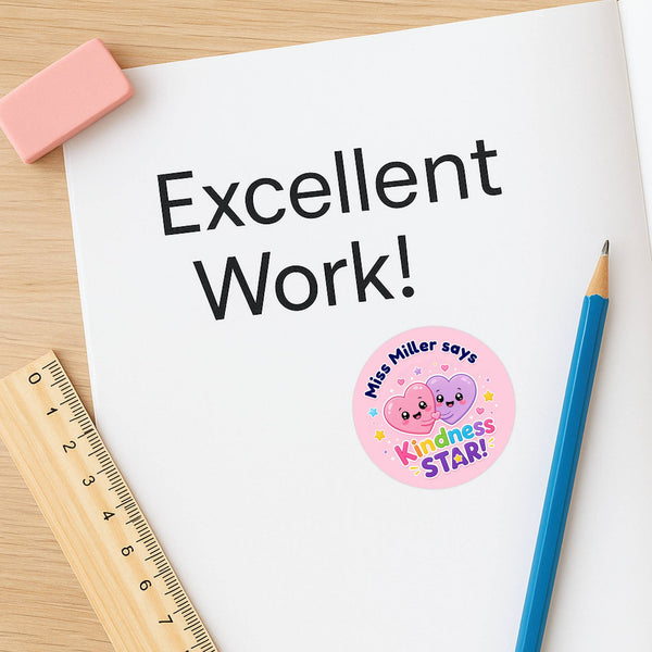 Personalised Bright Classroom Reward Stickers for Teachers | Colourful Praise Labels