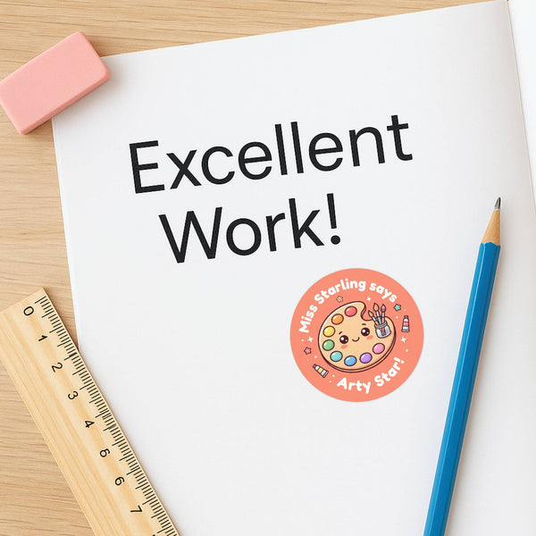 Personalised Art Reward Stickers for Teachers | Creative Classroom Praise Labels