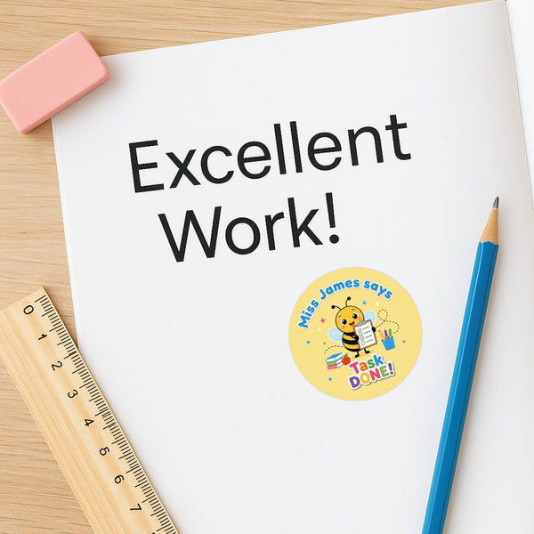 Personalised Bee Classroom Reward Stickers for Teachers | Cute Praise Labels